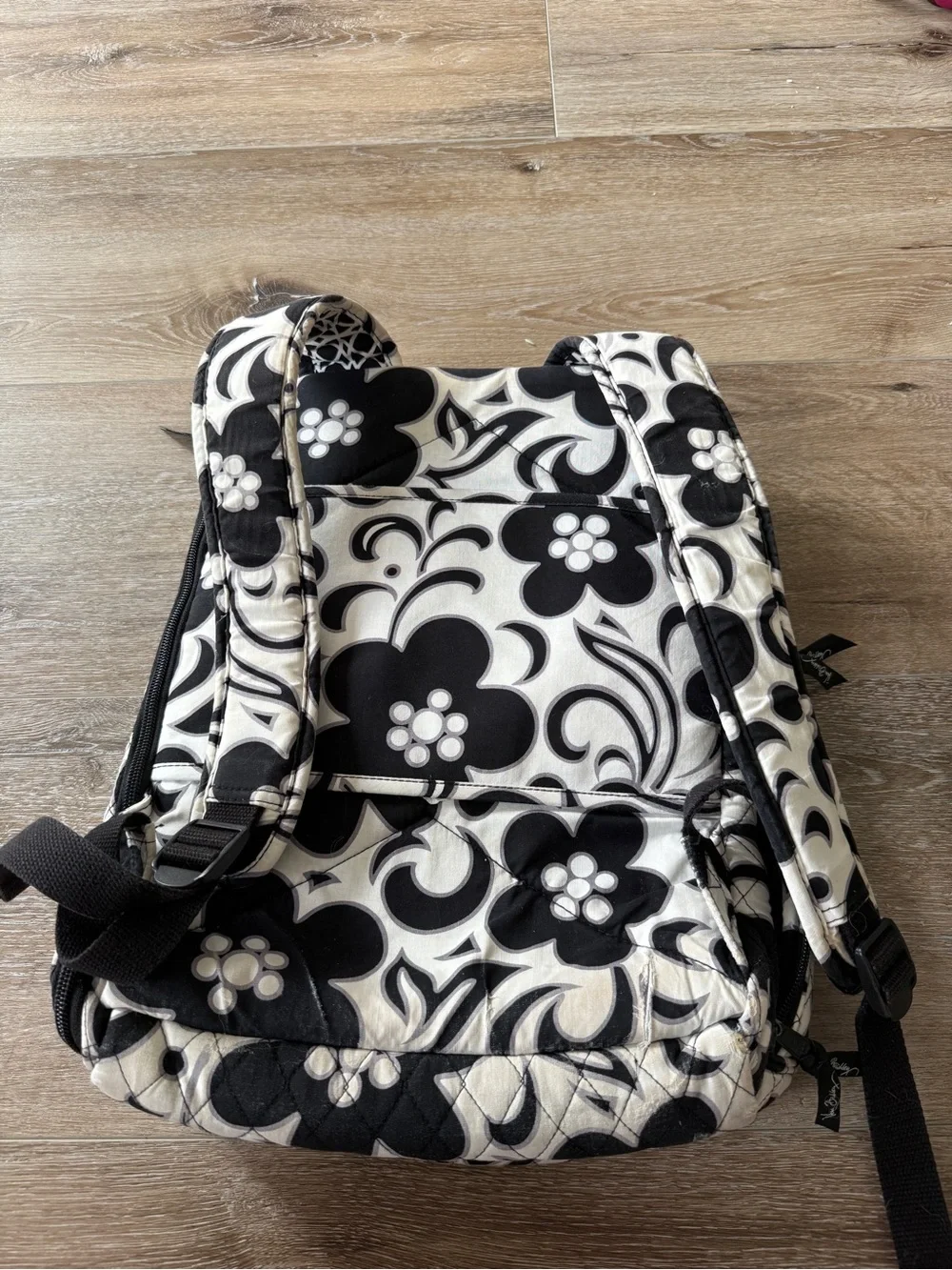 Vera Bradley Black & White Quilted Floral Backpack
